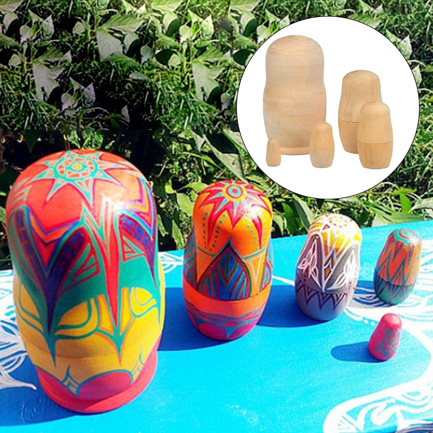 LBEC Matryoshka Doll Homemade Matryoshka 5 Pieces Wooden Traditional Nesting Doll Making Painting Matryoshka Christmas Girl Painted Gifts Matryoshka
