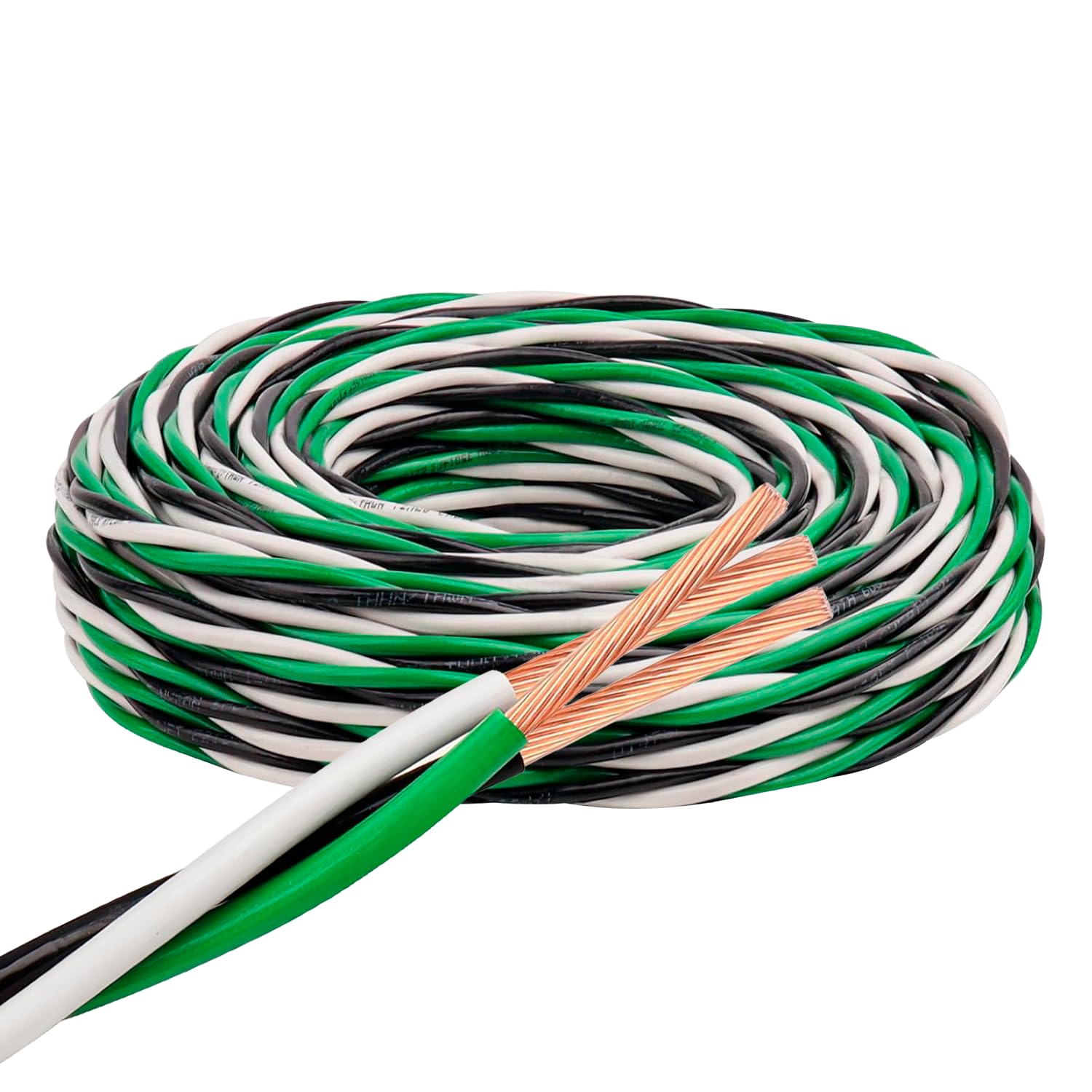 12 AWG THHN Wire 3 Conductors (Black White Green) Stranded Copper THWN Twisted 12 Gauge with Ground 600V Wire Nylon Jacket for Residential, Commercial, Industrial Wiring 25FT