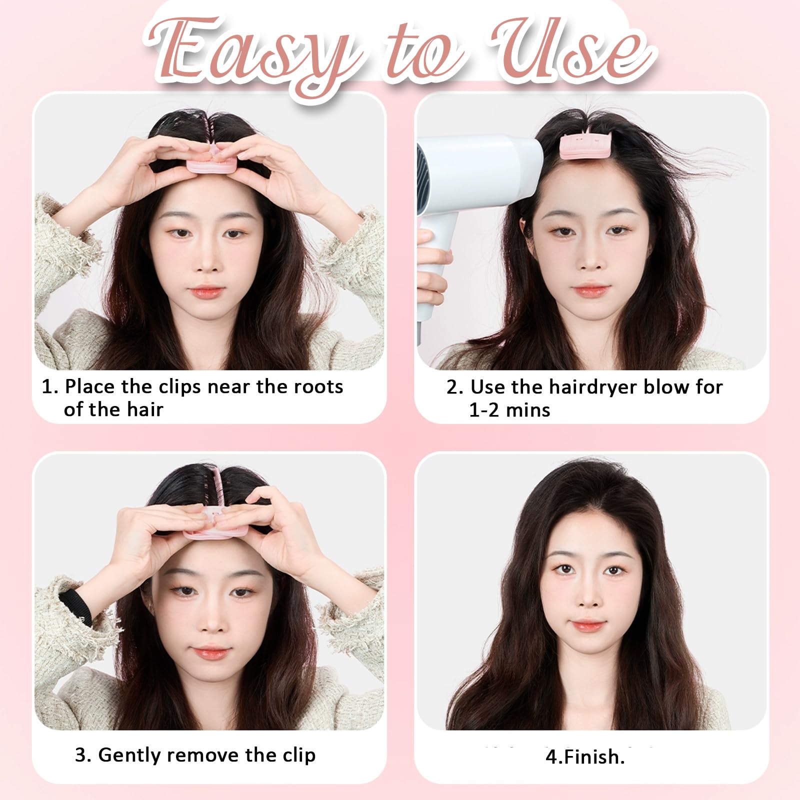 NICECONE 2 Pcs Wind Shaping Styling Comb Set for Fluffy Bangs No-Trace Hair Root Lifting Clips 3/6 Teeth No Crease Hair Volume Clip Quick High Crown Hair Styling Tools for All Hair Types - Image 4