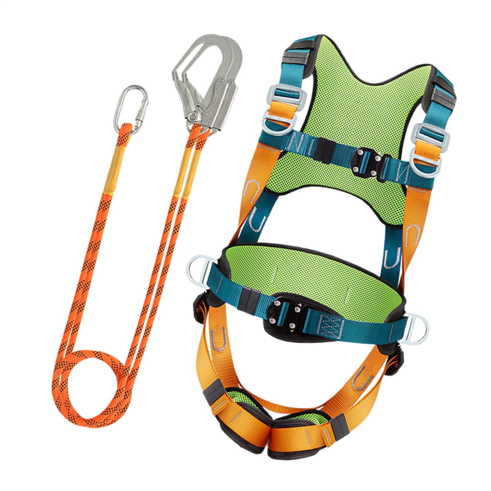 Harnais de Sécurité Anti-Chute pour Hommes | Kit de Sécurité pour Toiture avec Ceinture Corporelle,Longe avec Ceinture Confortable et Coussin, Boucle de Connexion Rapide pour Escalade Randonnée Sports