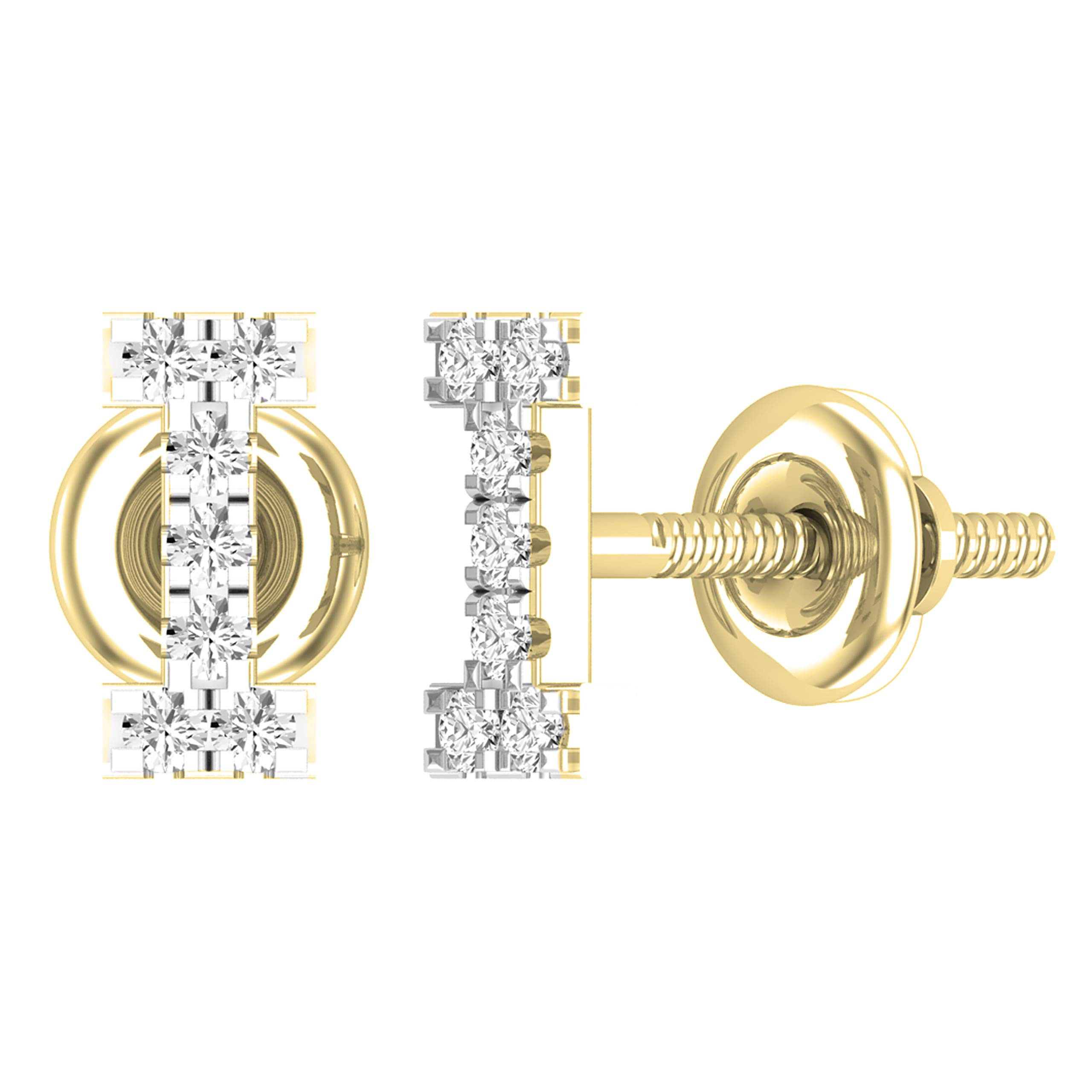 Dazzlingrock Collection - Pendientes de tuerca de 0,10 quilates (0,10 quilates (ctw), diseño de letra inicial de alfabeto blanco, 1/10 quilates, disponible en oro de 10 K/14 K/18 K y plata de ley 925