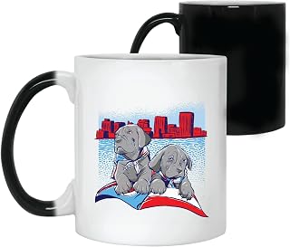 Funny Gift for Dog Lovers Dayton Two Puppies Lying Over American Flag City Back 11oz 15oz Color Changing Mug