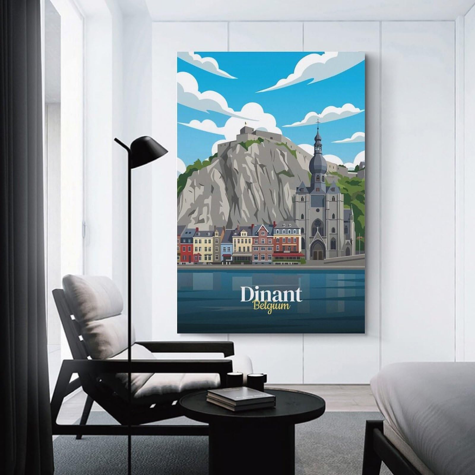 Junmoney Dinant, Belgium Travel Canvas Wall Picture, 20x30inch(50x75cm), for Bedroom Walls, Guest Spaces Or Lounges, Stylish Decor for A Restful Room Update