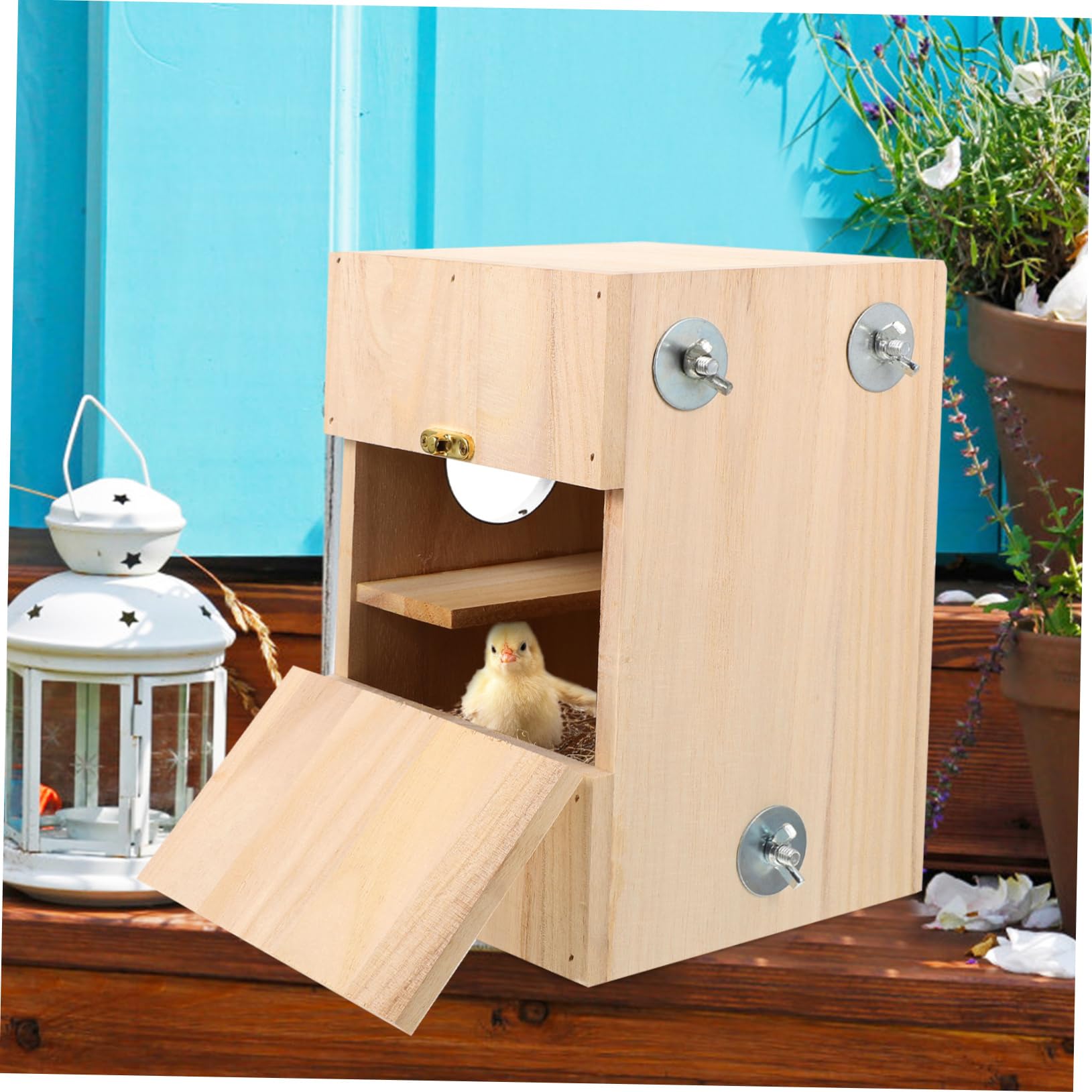 Hohopeti Nichoir à Oiseaux en Bois, Boîte de Reproduction Simple, Nid Confortable pour Canari et Alouette, pour Repos et Jeu,