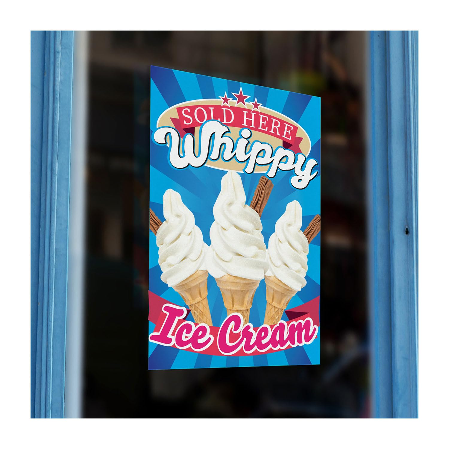 Mr Whippy Ice Cream Sold Here Printed Vinyl Wall Window Sign Cafe Kiosk Self Adhesive high quailty Takeaway Restaurant Sticker Food