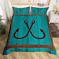 Vista 23 de Castle Fairy Funda de edredón de geometría moderna, tamaño Queen, funda de edredón verde y azul con 2 fundas de almohada para adolescentes