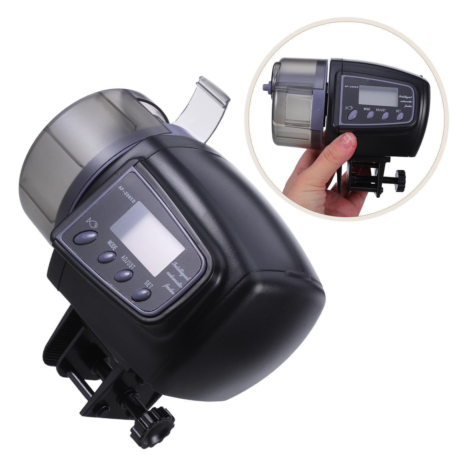 Toyvian Alimentador Electrónico de Peces Temporizador y Pantalla LCD | Plástico Negro, Alimentación Automática Programada, Pilas No Incluidas