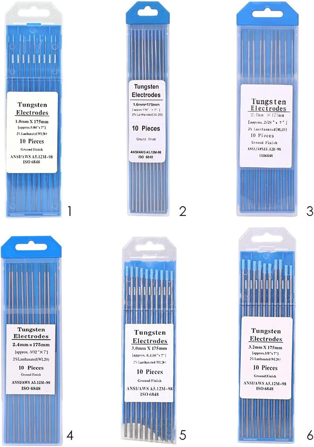 10pcs/Set 175mm WL20 Lanthanum Tungsten Electrode Weld Rods for Welding Machine 1.0/1.6/2.0/2.4/3.0mm Diameter Tig Rods Welding Rods Welding Sticks(1.6x175mm)