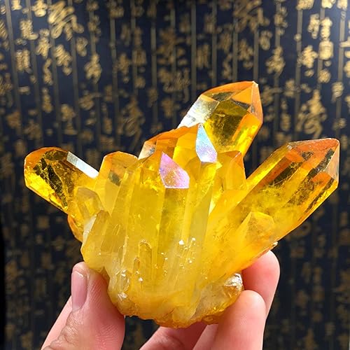 Miniatura 2 de VIDECOR Espécimen de racimo de cristal de cuarzo fantasma fantasma amarillo natural, racimo de cristal de cuarzo amarillo, Feng Shui, decoración del