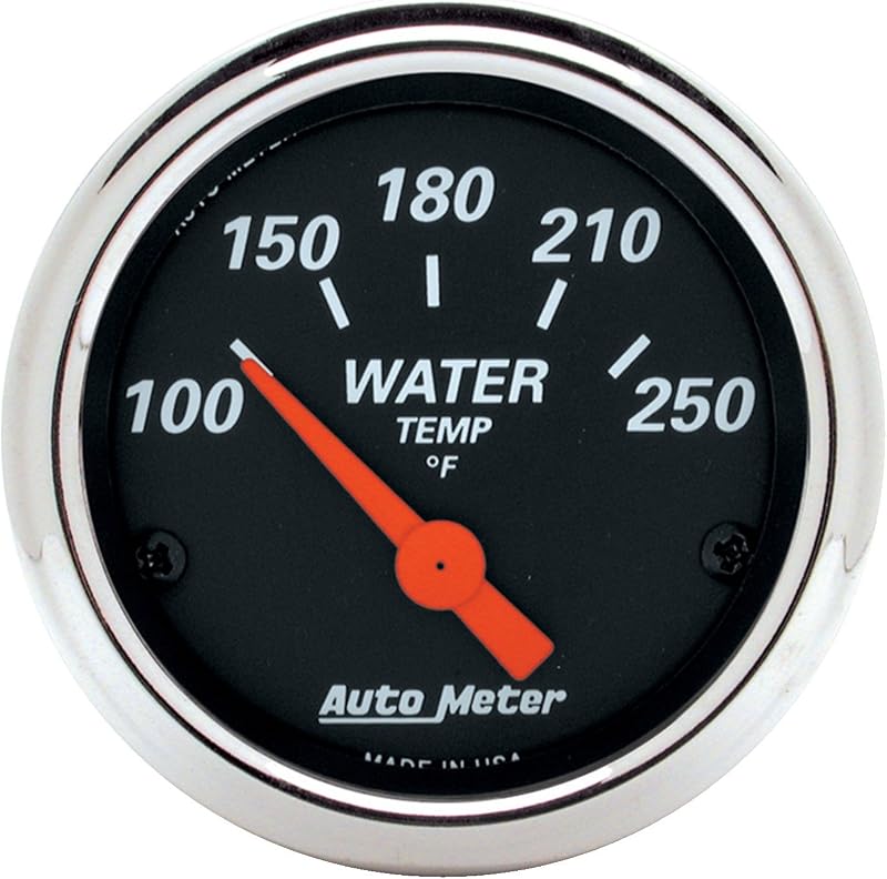 Manômetro de temperatura da água AUTO METER 1436 Designer Black com iluminação incandescente – 5,24 cm