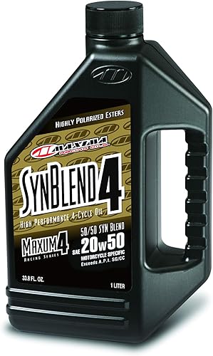 Miniatura 1 de Maxima Racing Oils 35901B-3PK Syn Blend4 20w50 Mezcla sintética de aceite para motor de motocicleta, botella de 1 litro, paquete de 3