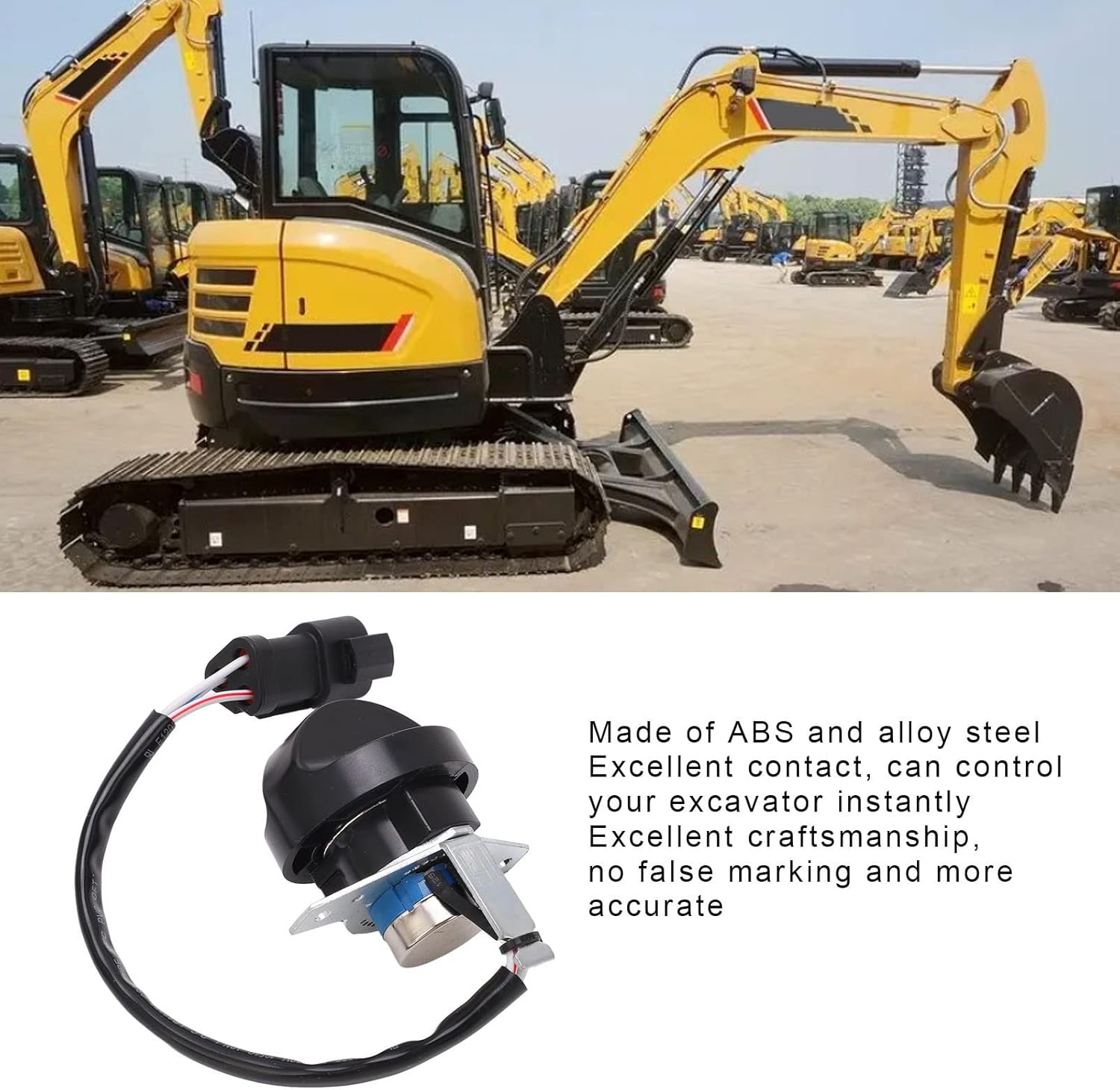 3 Pins Throttle Electronic Starter Knob Switch, Easy to Install ABS Alloy Steel Triangular Plug 3 Pins Excavator Throttle Electronic Starter Knob Switch Robust for Replacement, Popular