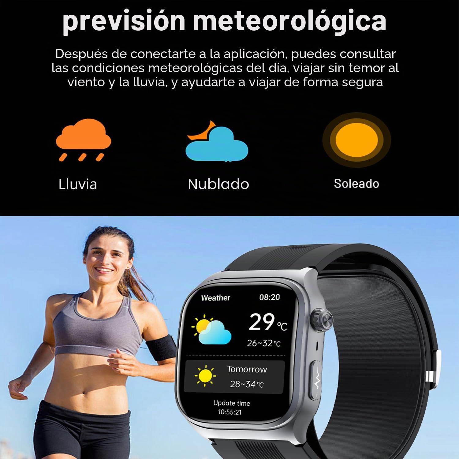 Reloj Inteligente con Presión Arterial Habilitado para Bomba, Pantalla AMOLED HD de 2.06" Smartwatch, Información ECG, Múltiple Modos de Movimiento AI, Batería 530mAh (Negro1)