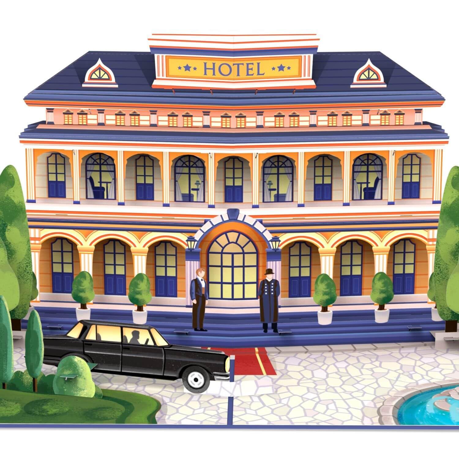 papercrush® Pop-Up Karte Hotel - 3D Hotelgutschein, Gutscheinkarte für Hotelübernachtung, Geburtstagskarte für Hotel Gutschein - Reisegutschein für Städtereise zum Geburtstag & Hochzeitstag