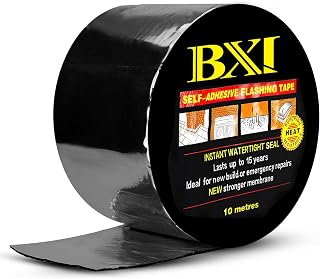 BXI Flashing Roll Tape Membrane, 4 inches X 32 Feet Thick Waterproof Patch Seal Tape, Self-Adhesive SBS Modified Rubberized Asphalt, Deck Seam Joist Leak Sealant for Roof Window Gutter Repair Outdoor