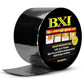BXI Flashing Roll Tape Membrane - Waterproof Patch & Seal Tape - SBS Modified Bitumen Rubberized Asphalt - Self-Adhesive - Multiple Sizes (4'' X 32')