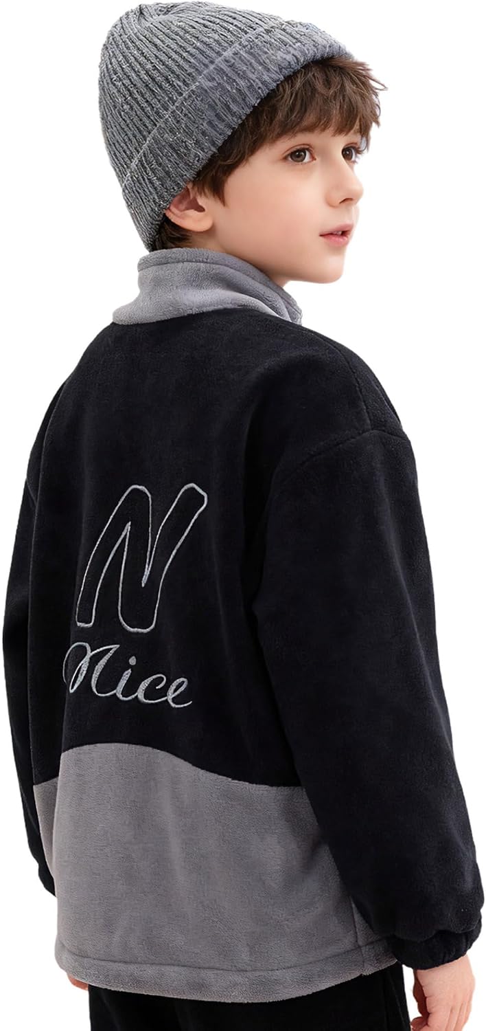 Yhong Kids Fleece Sweatshirt Full Zip Up Fleece Jackets Winter Warm Tops Jackets for Outdoor Activities