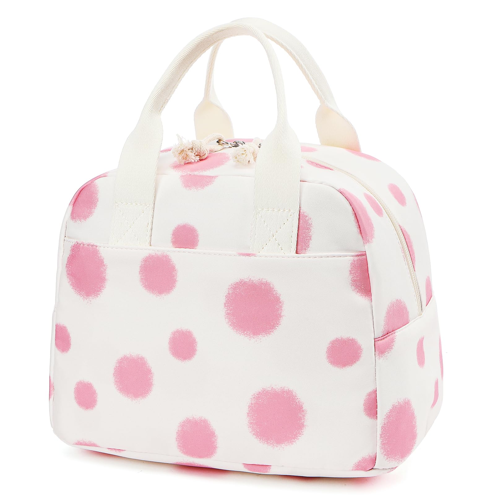 LOVELYWIND Lunch Box for Women Cute Lunch Bags for Women Lunch Tote Bags Reusable Insulated Lunch Box Large Capacity Reusable Insulated Cooler for Work or Travel Gifts or Beach 4-New-Blush Dot
