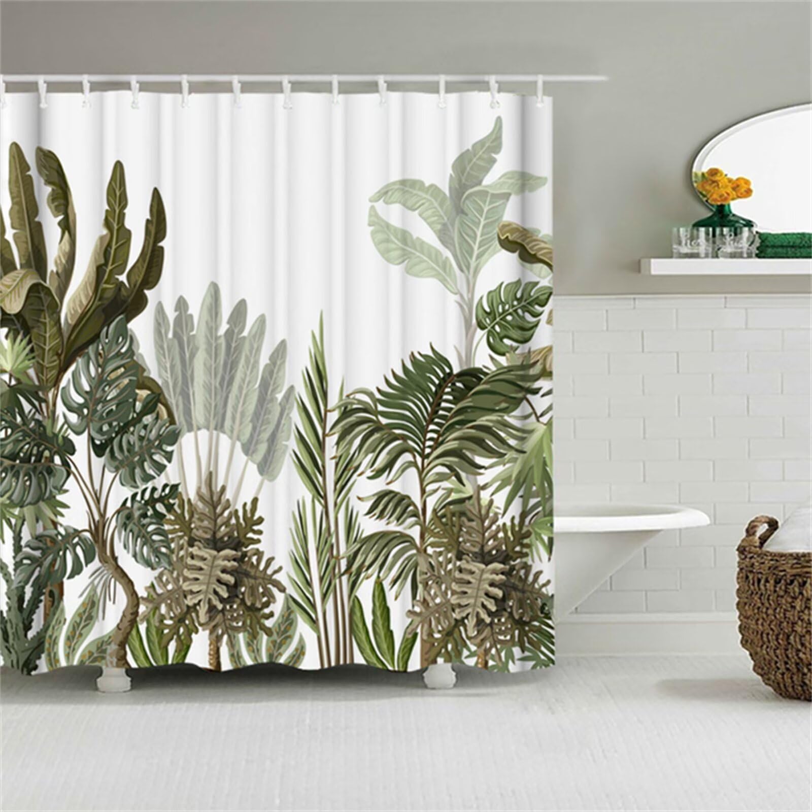 Duschvorhang W180cm x L240cm Tropisches Tier Duschrollo Anti-Schimmel Wasserdicht Duschvorhänge 3D Outdoor Vorhang Waschbar,Schnell Trocknend Textil Polyester,Lange Badezimmer Gardinen mit Haken M-438