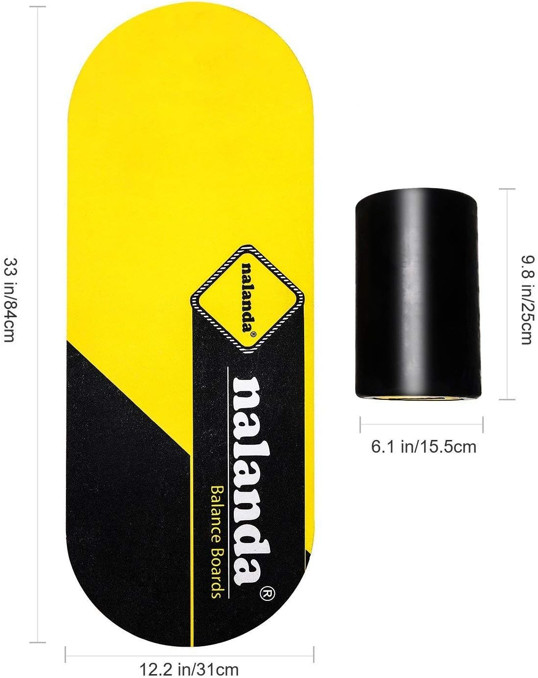 NALANDA Balance Board Stability Core Trainer, Professional Roller Board with Anti-Slip Surface & Solid Wood Board for Daily Exercise, Athletic Training and Board Sports