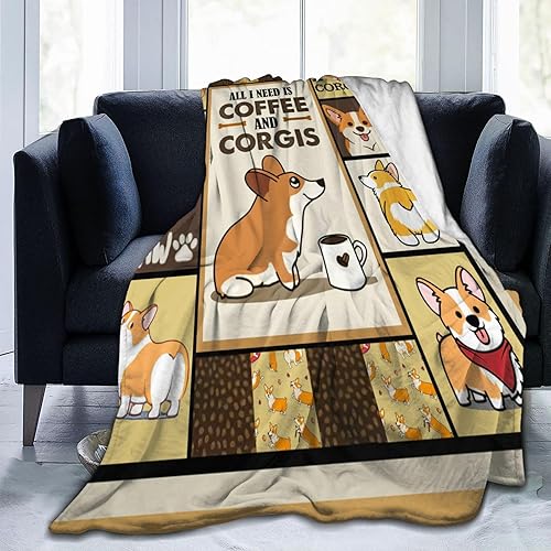 Miniatura 3 de Manta de Corgis con bonita decoración de café Corgis, manta de perro, regalos para niñas y niños amantes de los perros, manta de franela de forro