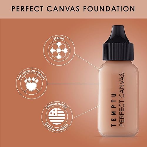Miniatura 5 de TEMPTU Perfect Canvas Airbrush Foundation maquillaje antienvejecimiento, de larga duración, cobertura construible para una piel hidratada y sana