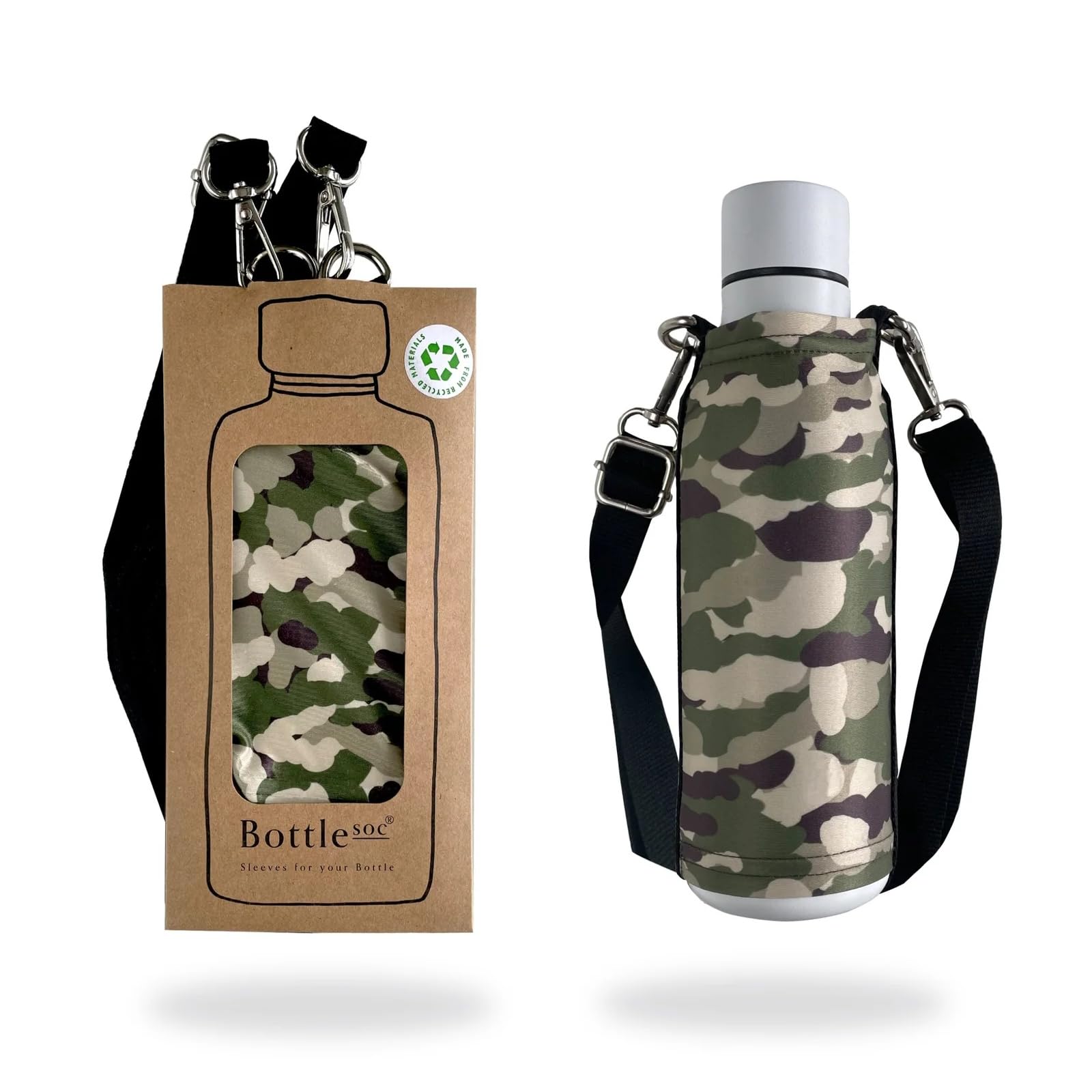 Bottlesoc Decorative Travel Sleeve For Your Water Bottle 500ml (Green Camo)