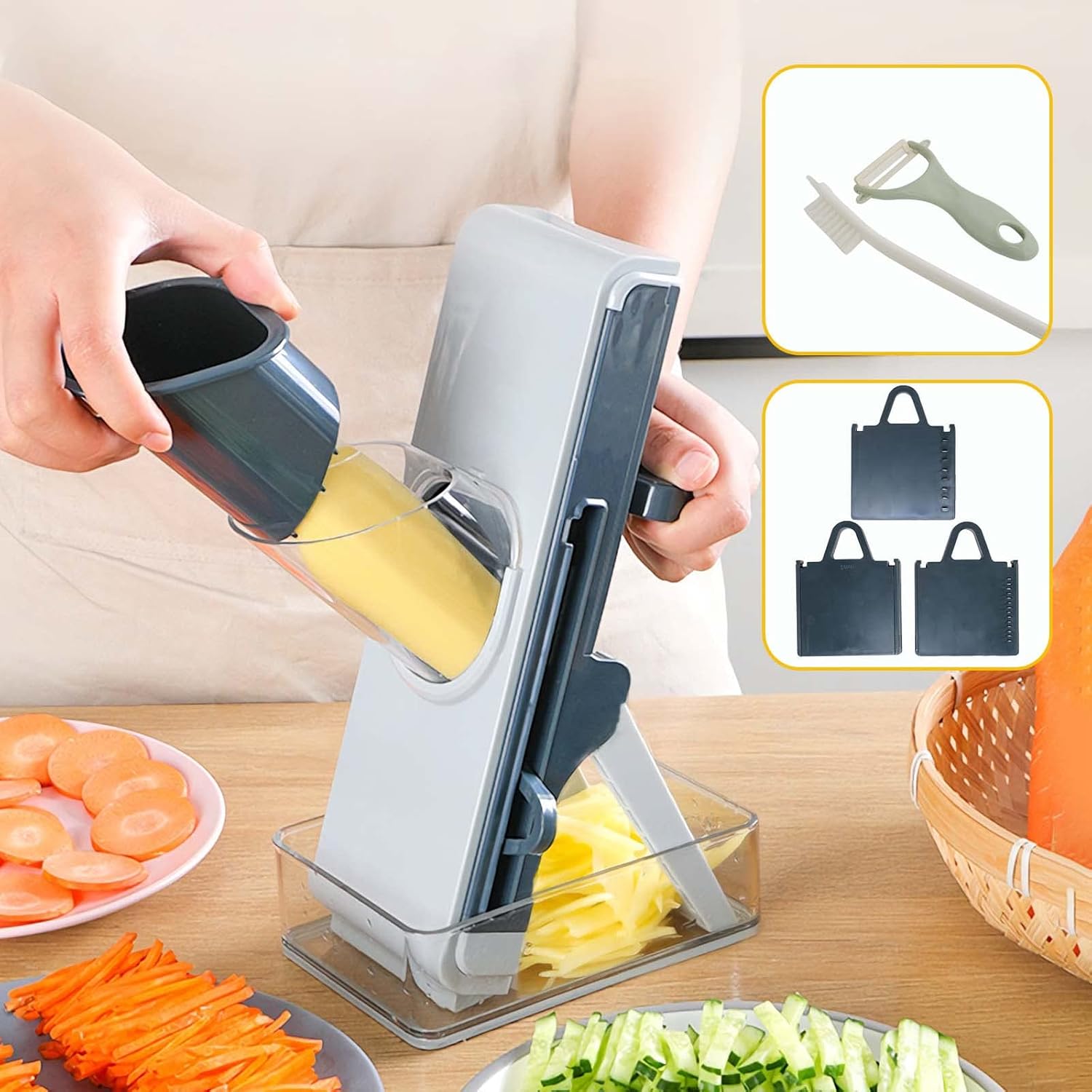 Mandoline Slicer with 4 Cutting Modes & 40 Thickness Levels to Slice