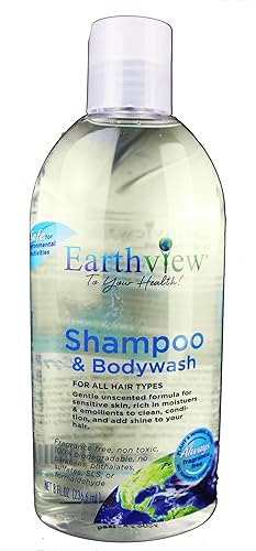 Earthview ChampúGel de lavado champú sin fragancia 32 onzas líquidas todo tipo de cabello diseñado para sensibilidades ambientales MCS EI MI