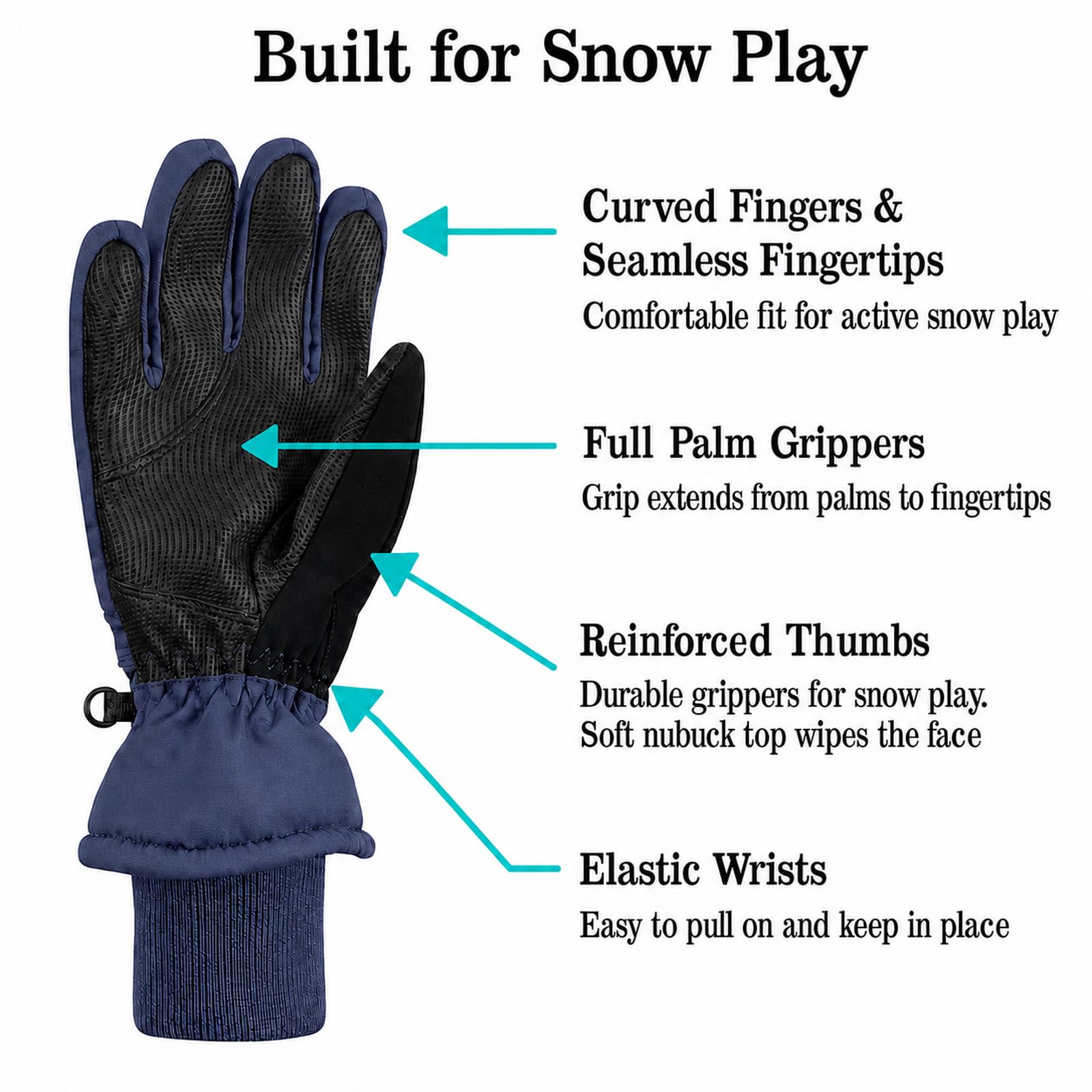 N'Ice Caps Kids Bulky Thinsulate and Waterproof Ski Glove with Ridges