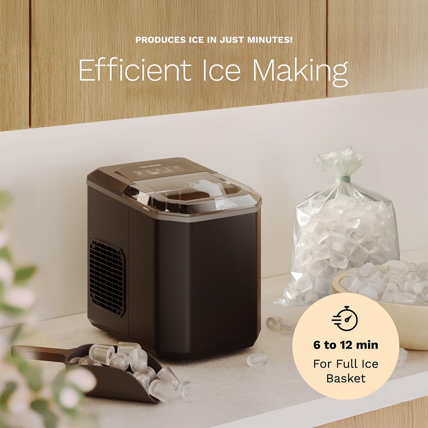 Homelabs Chill Pill Countertop Ice Maker - Perfect Ice In 8 To 10 Minutes - 26 Pounds Per Day Production To Keep You Iced Out Of Your Mind on Fridge.com - View 3