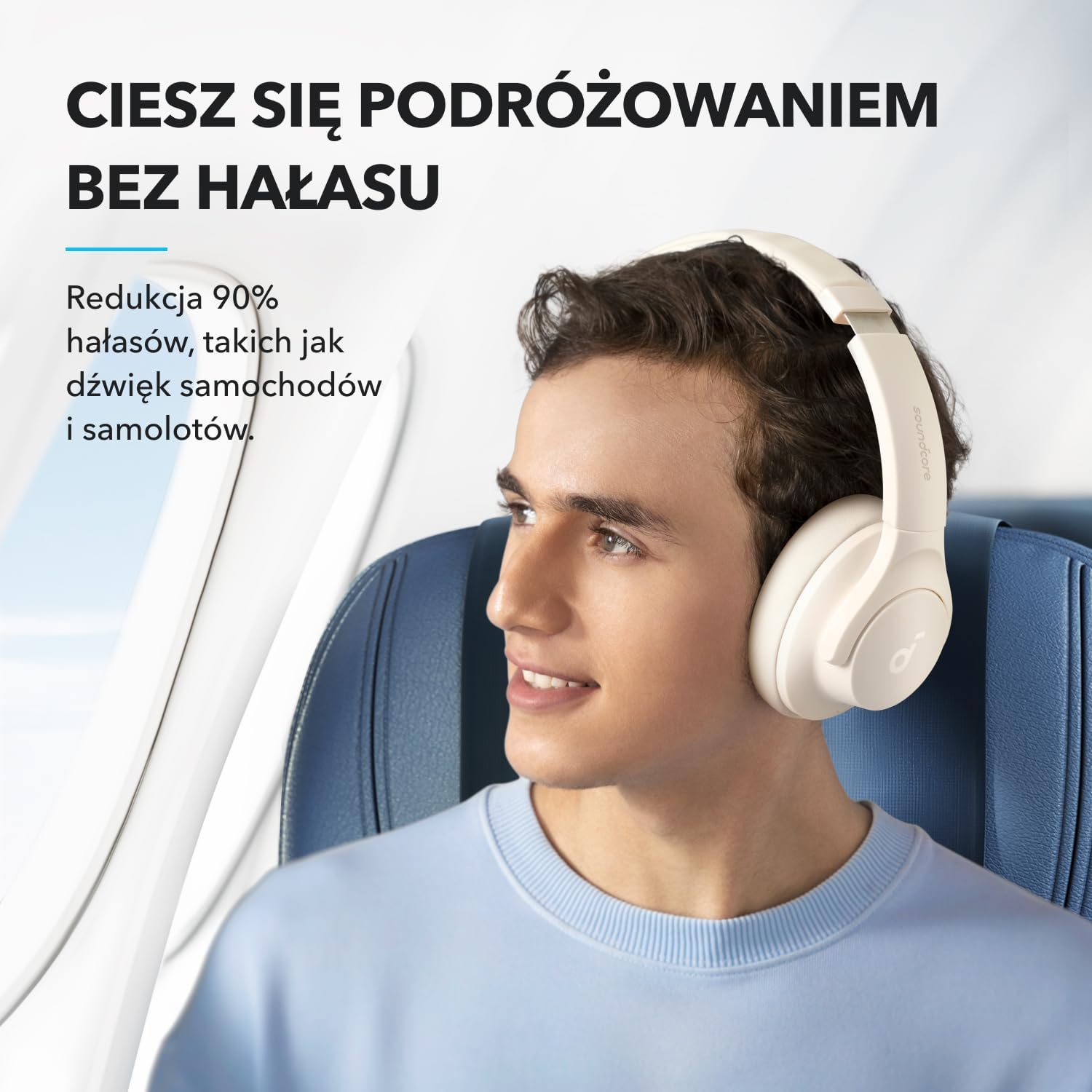 Słuchawki hybrydowe Soundcore by Anker Q20i(odnowiona) z aktywną redukcją szumów, bezprzewodowe nauszne Bluetooth, 40-godzinny czas odtwarzania ANC, dźwięk o wysokiej rozdzielczości, mocny bas