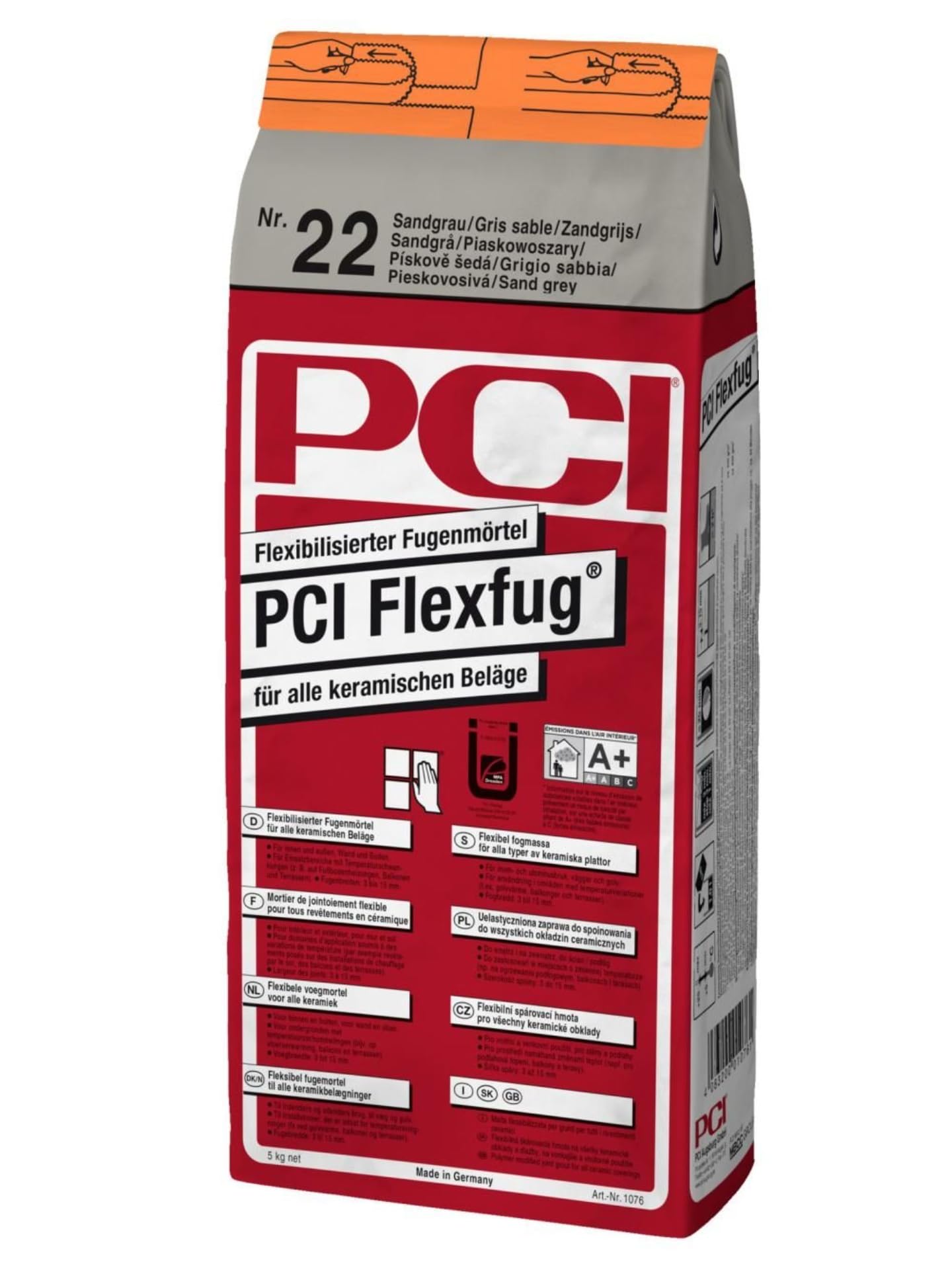 PCI Flexfug 5 kg nr 22 piaskowa szara elastyczna zaprawa do fug do wszystkich okładzin ceramicznych fugowanie płytek Sika