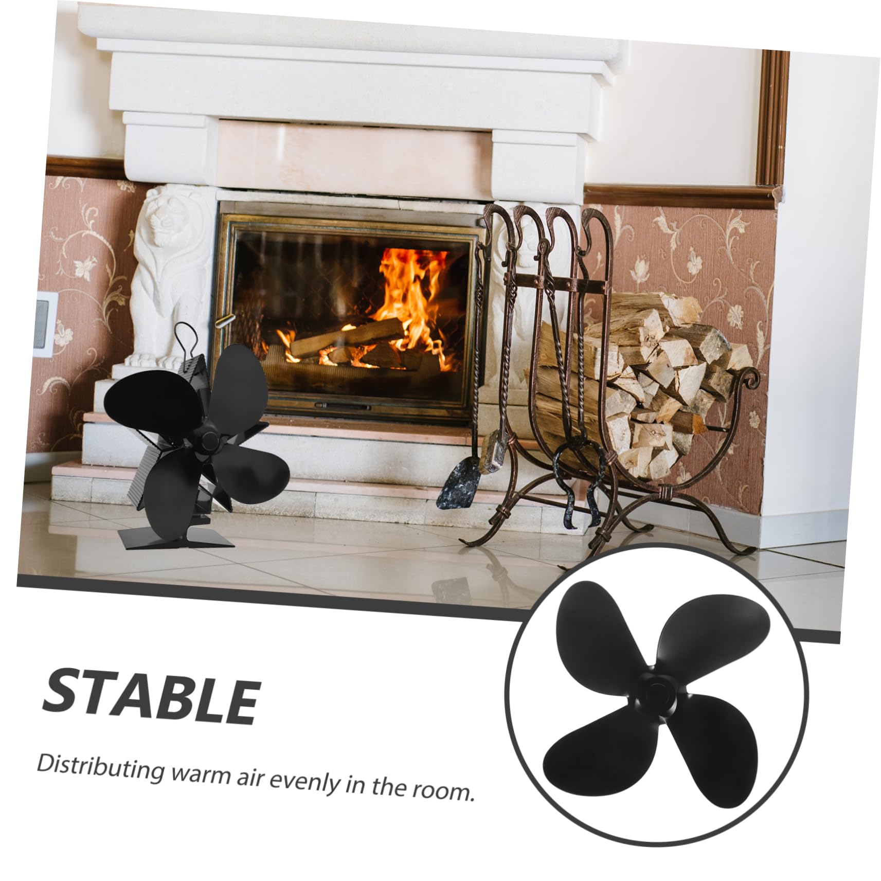 ULTECHNOVO 5 Stück Aluminiumlegierung Fanklingen an der Wand befestigter Kamin für Herdfan Schornstein Fans Kamin -Ofen -Fan -Accessoires Lüfterteile Metall Black