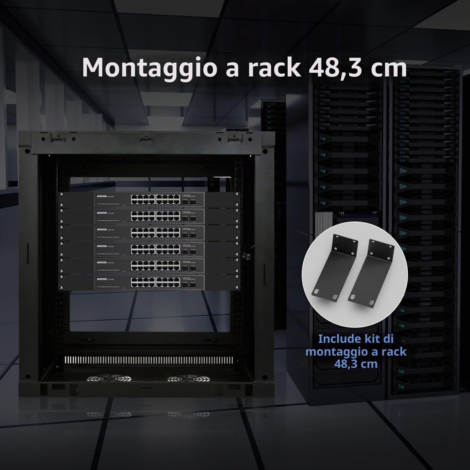 Switch a 16 porte 2,5 G con 2 x 10 G SFP+, 16 porte Ethernet Base-T da 2,5 G, YuLinca Multi-Gigabit senza ventola, switch Plug & Play non gestito