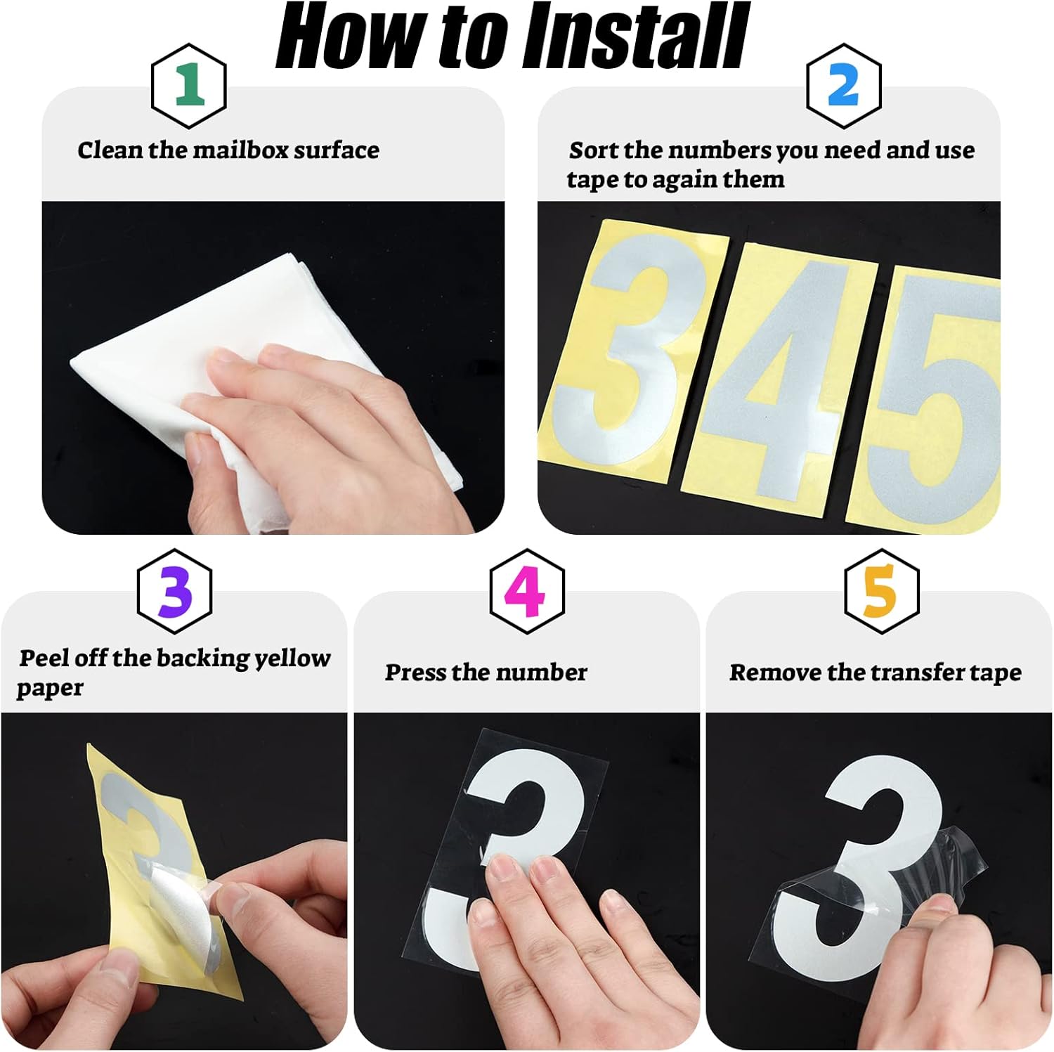 Reflective Mailbox Numbers for Outside - 30 Pcs Waterproof Mailbox Numbers Stickers, Large 3 Inch Self Adhesive 0-9 Vinyl Number for Mailbox, Door, Garbage Bins, Address Number (White)