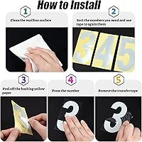 Vista 6 de Números reflectantes para buzones de correo para exteriores, 60 calcomanías impermeables para números de buzón, grandes de 3 pulgadas, 2 pulgadas