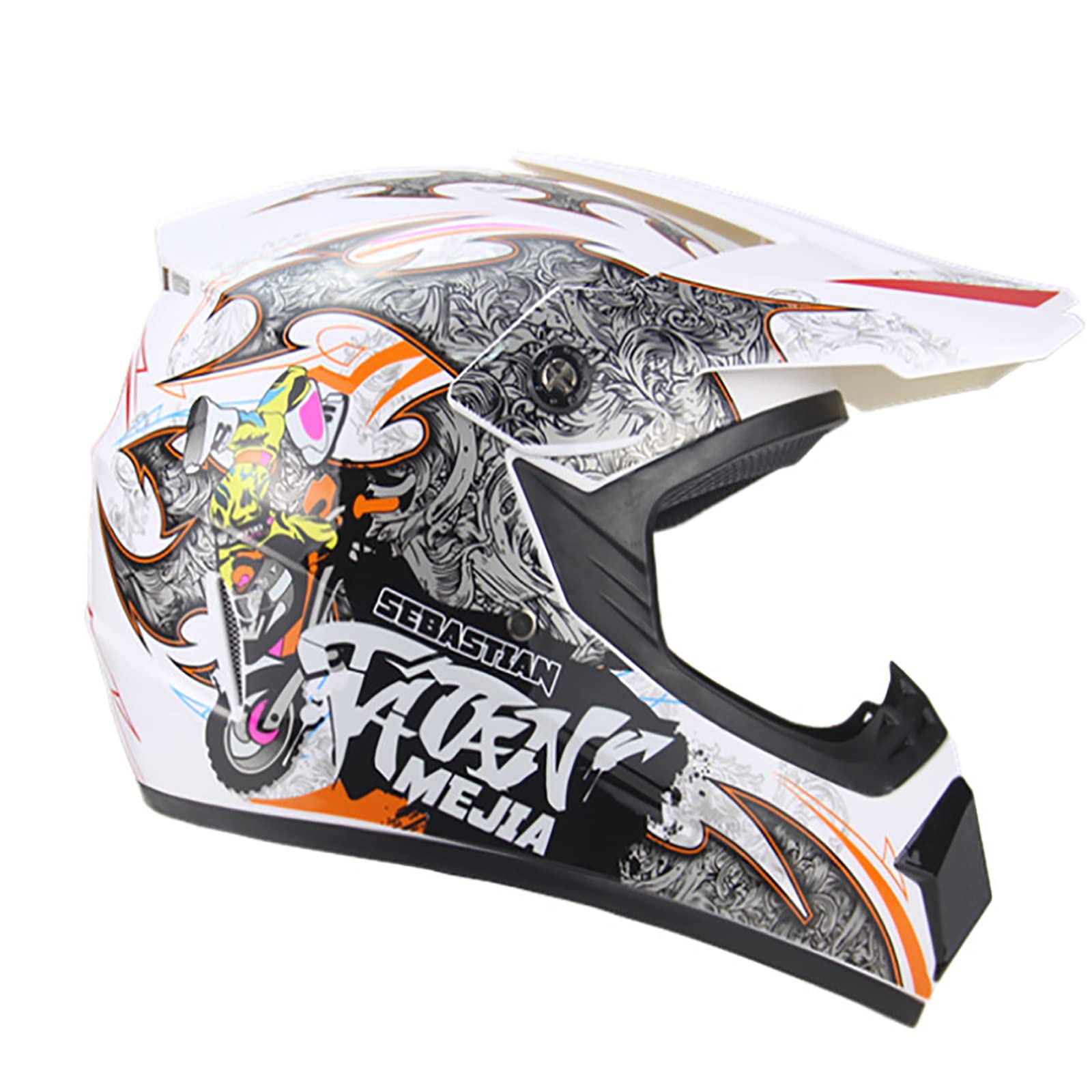 Jednoczęściowy kask motocyklowy Męski kask jeździecki Wytrzymały i regulowany sprzęt ochronny z certyfikatem DOT/ECE,odpowiedni do uprawiania sportów motorowych dorosłych na świeżym powietrzu