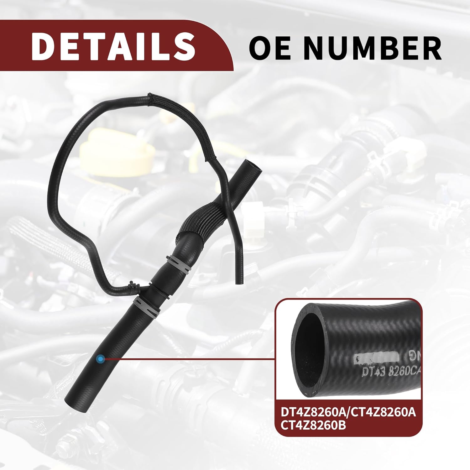 Radiator Coolant Hose for Ford Edge 2.0L L4 2012-2015 High Sealing No.DT4Z8260A | Upper Engine HVAC Heater Hose for Ford Edge 1 Pcs