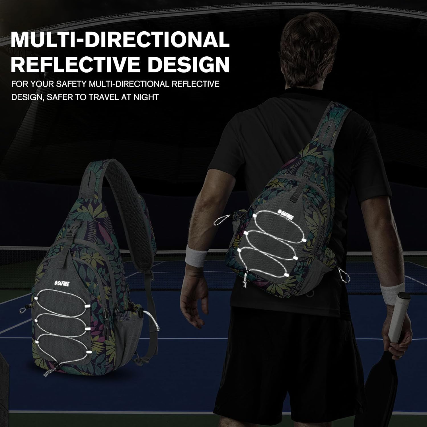 G4Free Pickleball Bag, Crossbody Sling Bag for Men Women, Pickleball Backpack, Pickle Ball Paddle Bag Gifts for Sports
