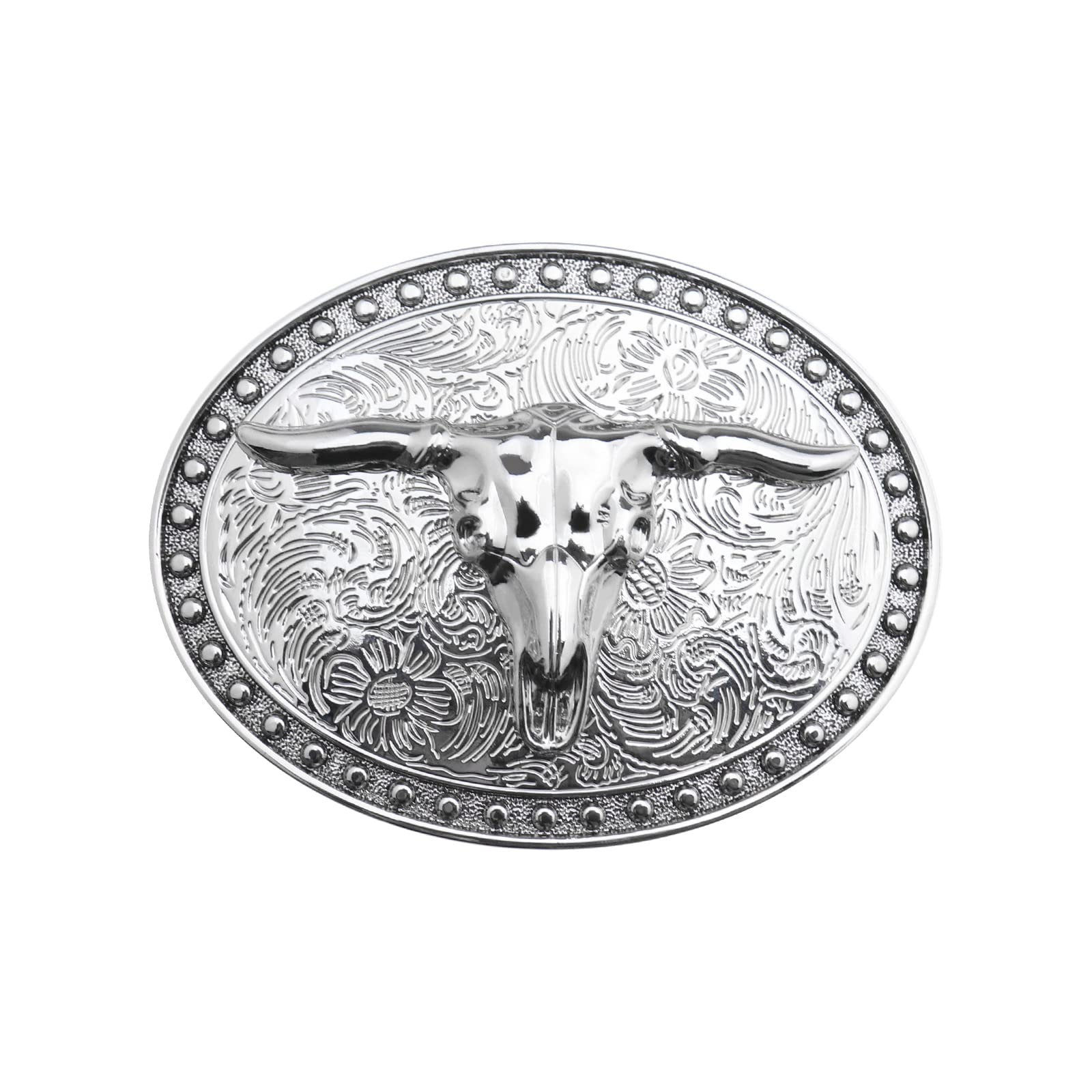 ECSiNG Longhorn Belt Buckle Western Belt Buckle Men's Fashion Cool Retro Western Cowboy Belt Buckles for Men and Youth Fit for 3.8-4cm Width Belt