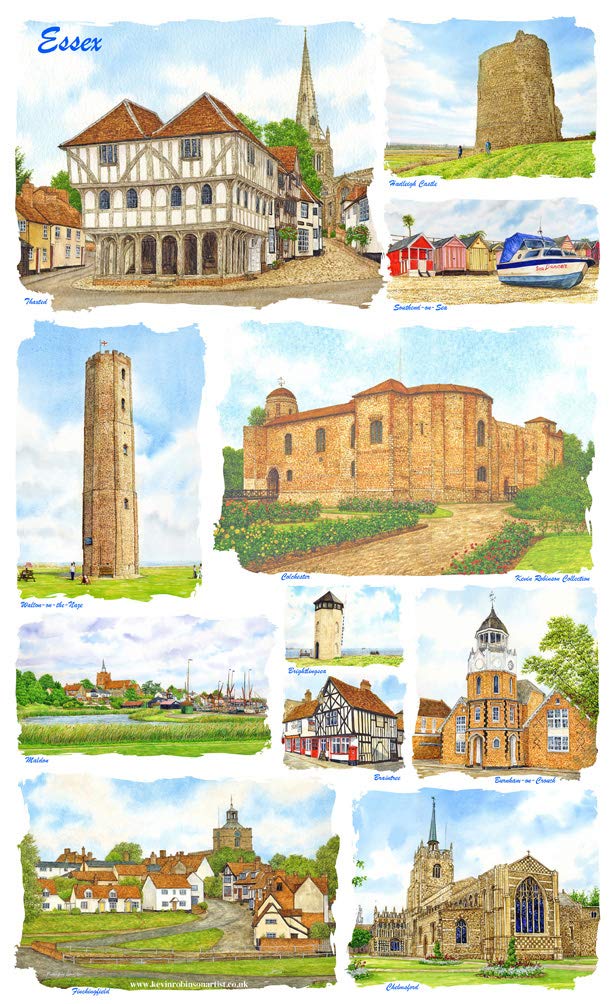 Kevin Robinson Collection Cotton Tea Towel Essex Images