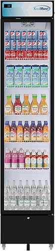 KoolMore Refrigerador de exhibición comercial delgado de 17 pulgadas, 7 pies cúbicos en negro, listado ETL (KM-MDR-17S)