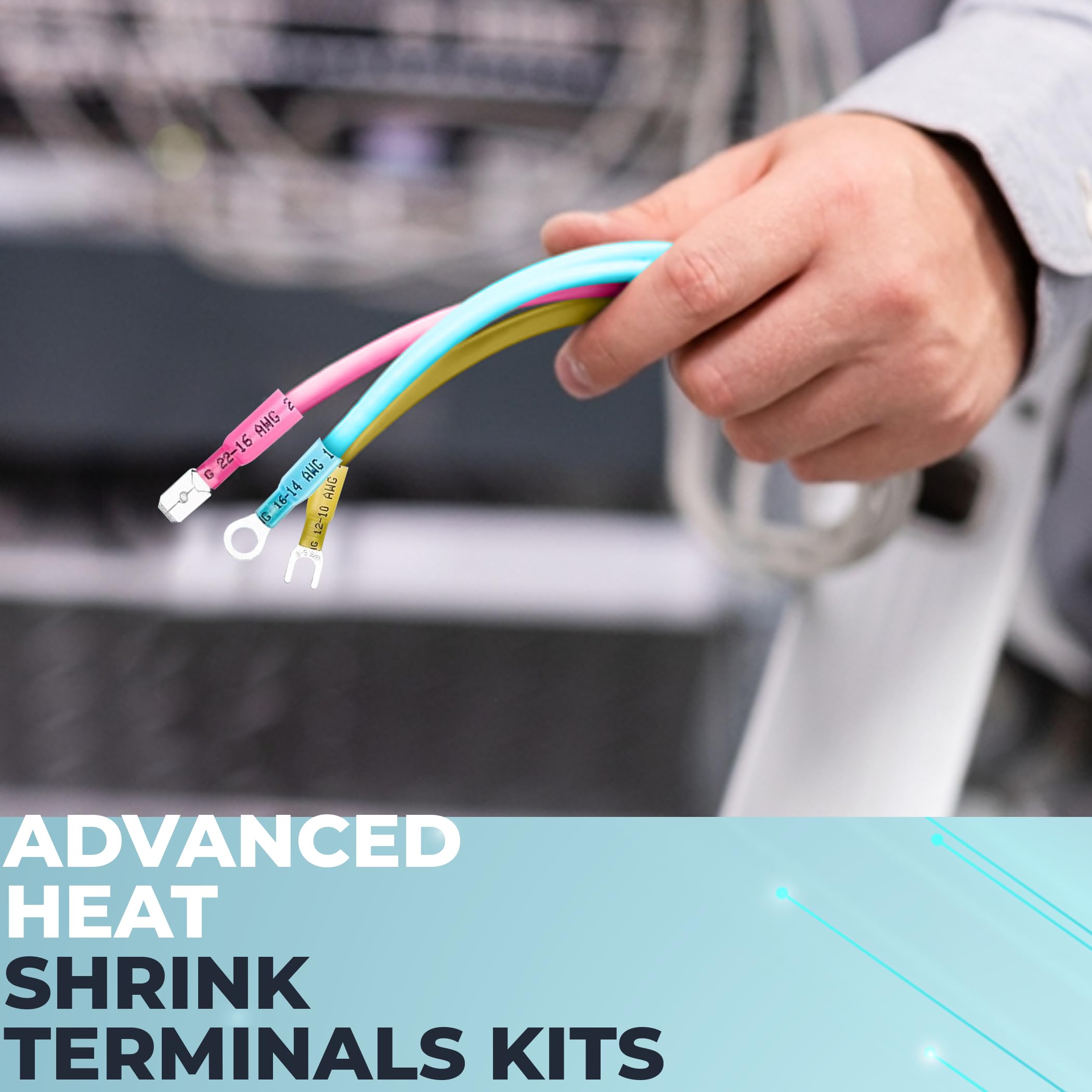 Kit di 96 connettori termorestringenti per cavi, terminali elettrici impermeabili, anelli isolati, ideali per progetti elettrici leggeri, applicazioni fai da te e hobby