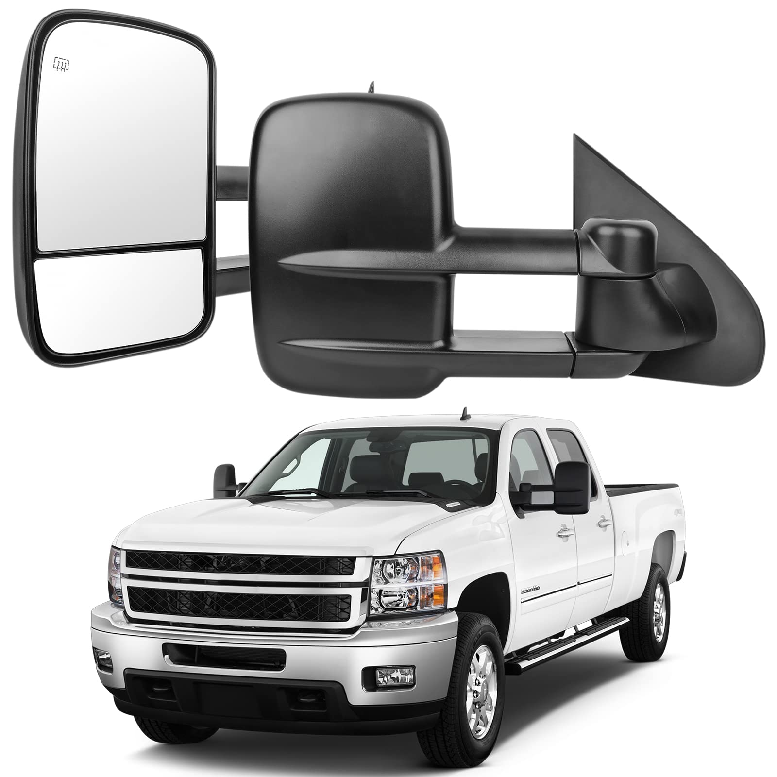 Power Folding Towing Mirrors For 2014-2018 Chevy Silverado & GMC Sierra - Heated With LED Lights - View #2