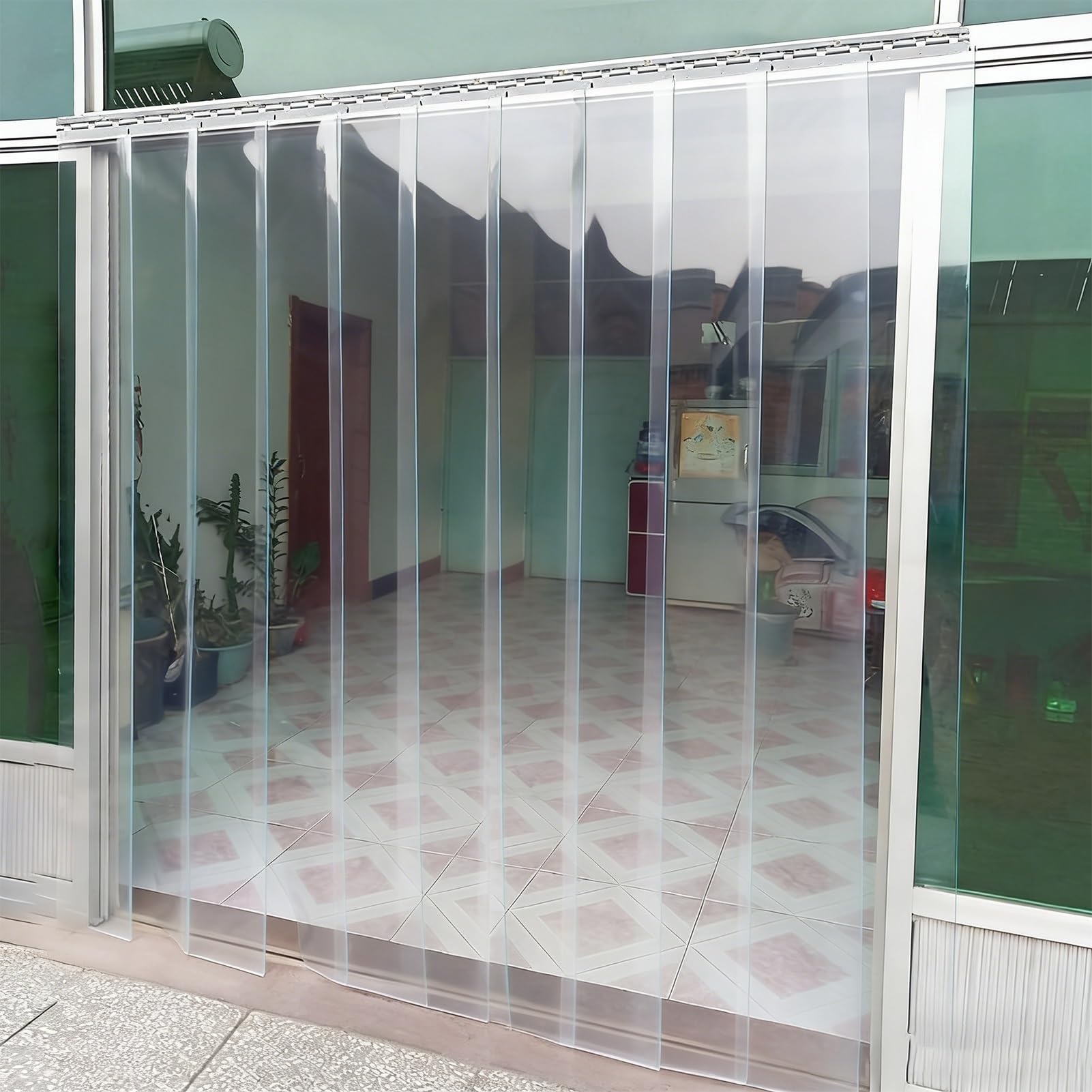 Rideau Lamelle Verticale Bandes Porte Plastique Anti-froissement Rideaux Lanières PVC Entrepôts, Ateliers(90x230cm/35.43x90.55in)