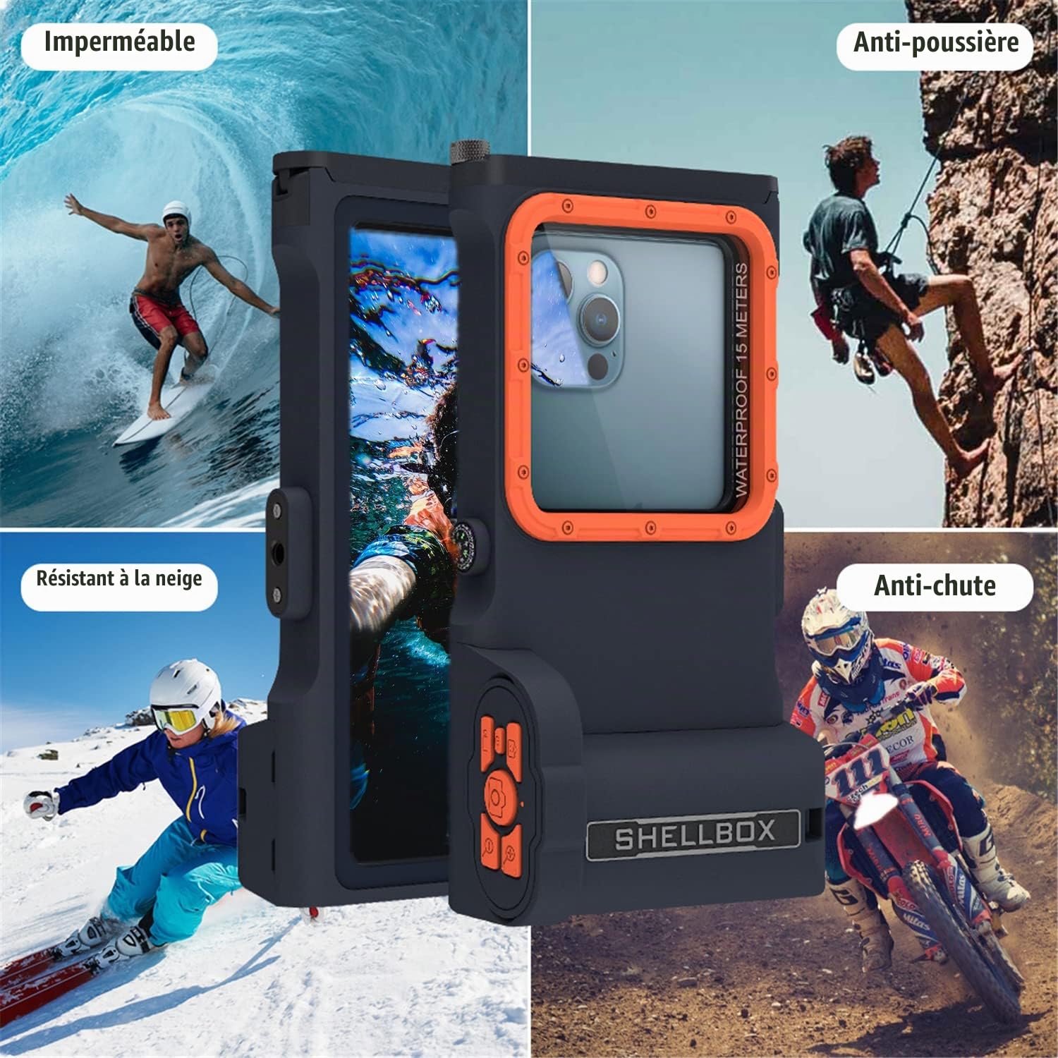 Universel Pochette Étanche Téléphone avec Bluetooth Plongée Coque IPX8 Étanche Étui sous Marin Housse Étanche pour iPhone 15 14 13 12 11 Pro Max XR Samsung Huawei Google OnePlus Motorola