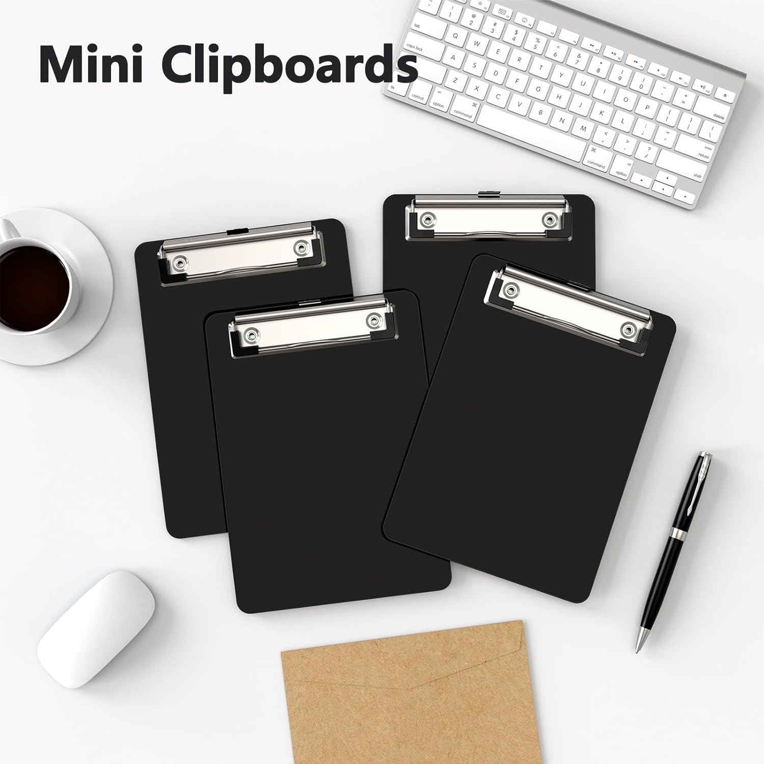 Mini Clipboard 50 Pack, 5 x 7 Plastic Small Black Clip Boards with Low Profile Clip, Memo Size for Classroom, Teacher, Students, School & Office Supplies