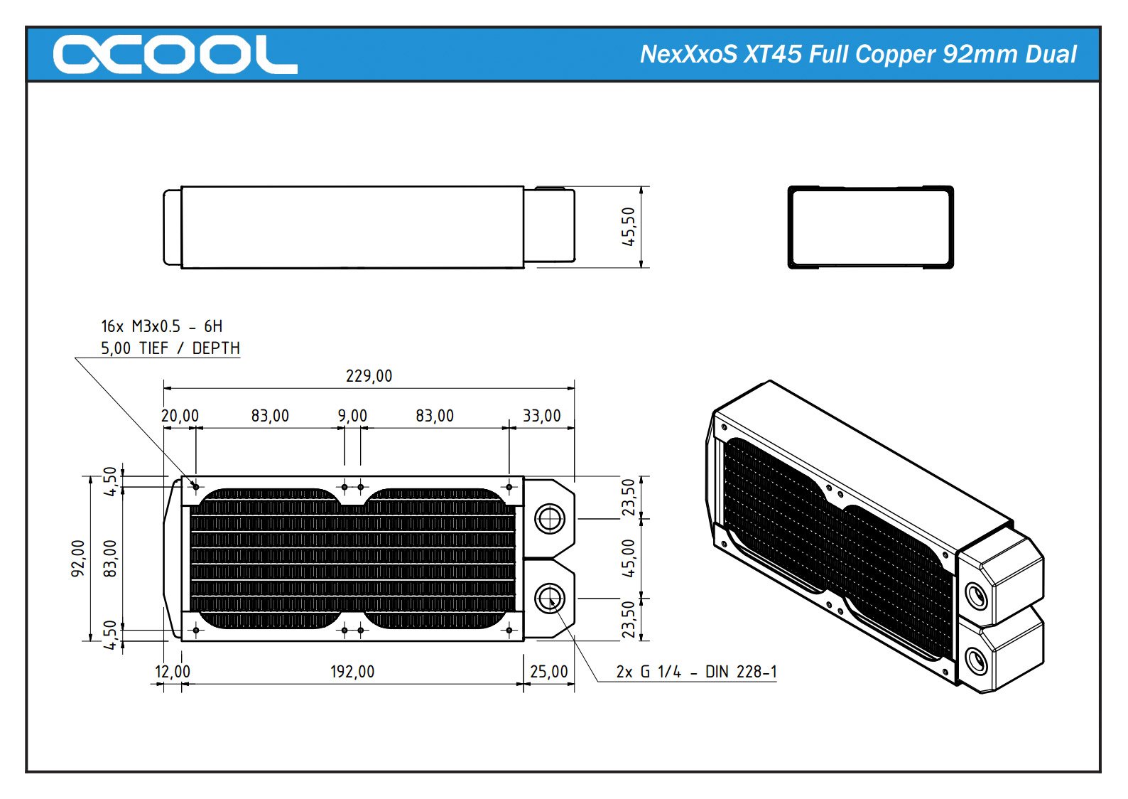 Amazon.com: Alphacool NexXxoS XT45 Full Copper 92mm Dual Radiator