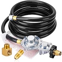 12Ft F273684 Propane Hose w/POL Regulator Compatible with Mr Heater Big Buddy Heaters,Vent Free Propane Heater Hose 3/8”NPT Parts Assembly to Propane Tank for IN/Outdoor Heater Gas Grill Connectors
